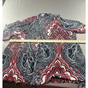 Catherines 3X Petite Sheer Paisley Kimono Cardigan Red White Blue Open Front